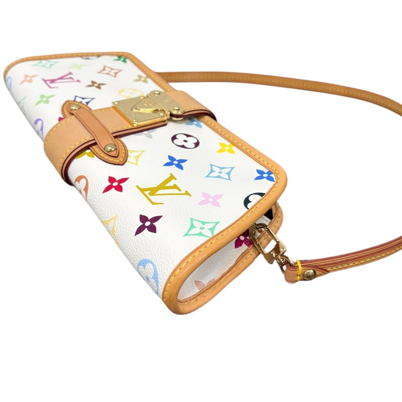 LOUIS VUITTON Vintage Monogram Multicolor Shirley Shoulder Bag White Leather