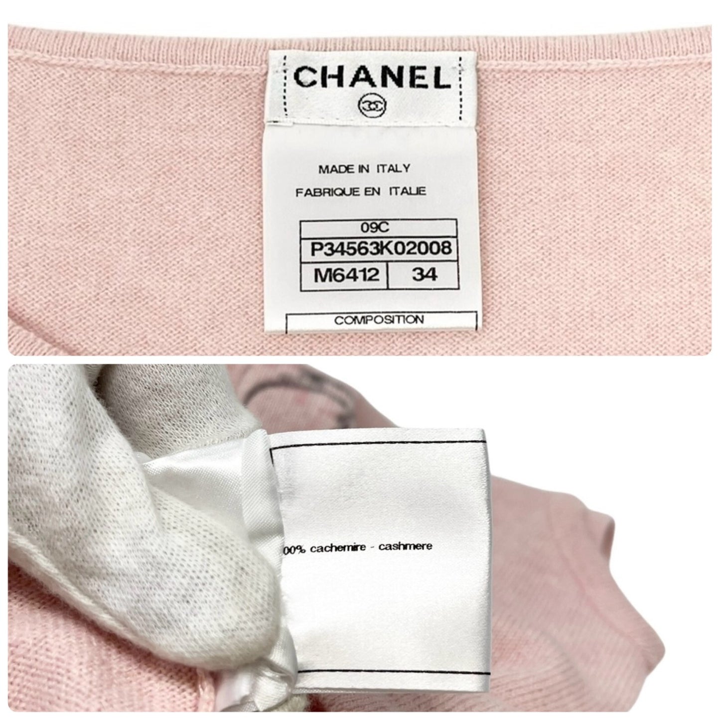 CHANEL Vintage 09C CC Mark Logo Heart Knit Tank Top #34 Pink Cashmere Rank AB+