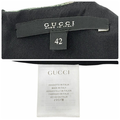 GUCCI Vintage Python Print Textured Dress Sleeveless #42 Green Black 902916