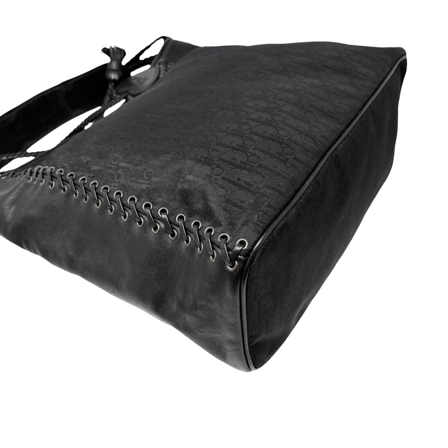 Christian Dior Vintage Trotter Monogram Canvas Ethnic Bag Heart Black 902268