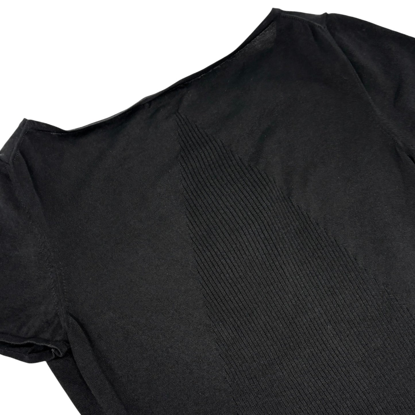 CHANEL Vintage P40798 CC Logo Camelia Knit T-shirt Top #42 Black White 901832
