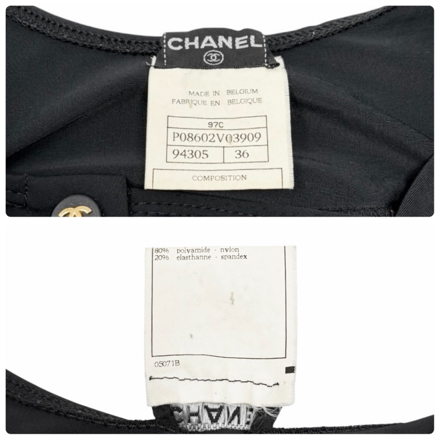 CHANEL Vintage 97C CC Logo Dress One-piece #36 Black Nylon Spandex 901864