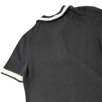 CHANEL Vintage 04A CC Logo Knit Dress One-piece #34 Black Gray Cashmere Button