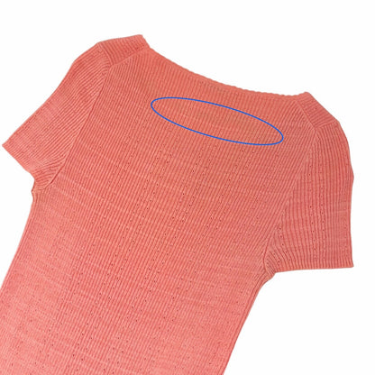 CHANEL Vintage 09P CC Logo Rib Knit T-shirt Top #40 Orange Cotton 902267