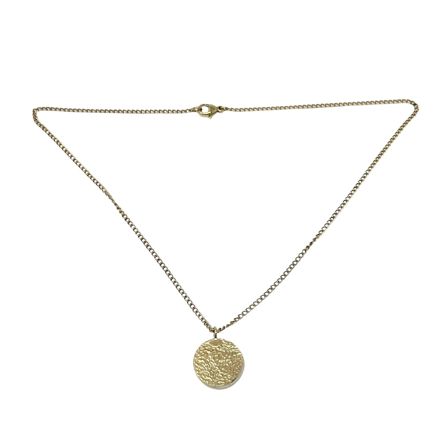 CHANEL Vintage 03A CC Mark Logo Pendant Necklace Fashion Accessory Gold White