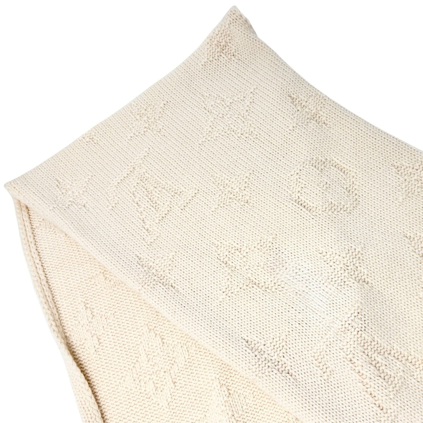 LOUIS VUITTON Vintage Monogram Escharpe Fur Scarf Shawl Cream Cashmere Logo