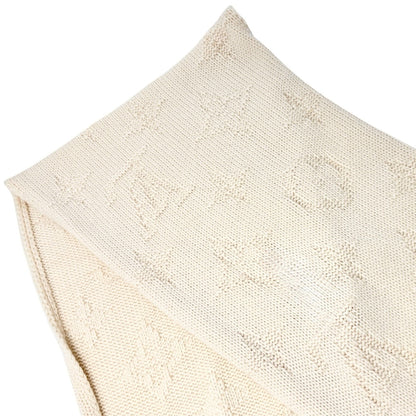 LOUIS VUITTON Vintage Monogram Escharpe Fur Scarf Shawl Cream Cashmere Logo