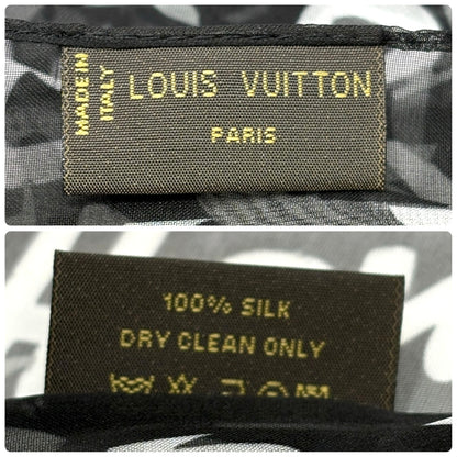 LOUIS VUITTON Monogram Graffiti Silk Scarf Wrap Stephen Sprouse Black White