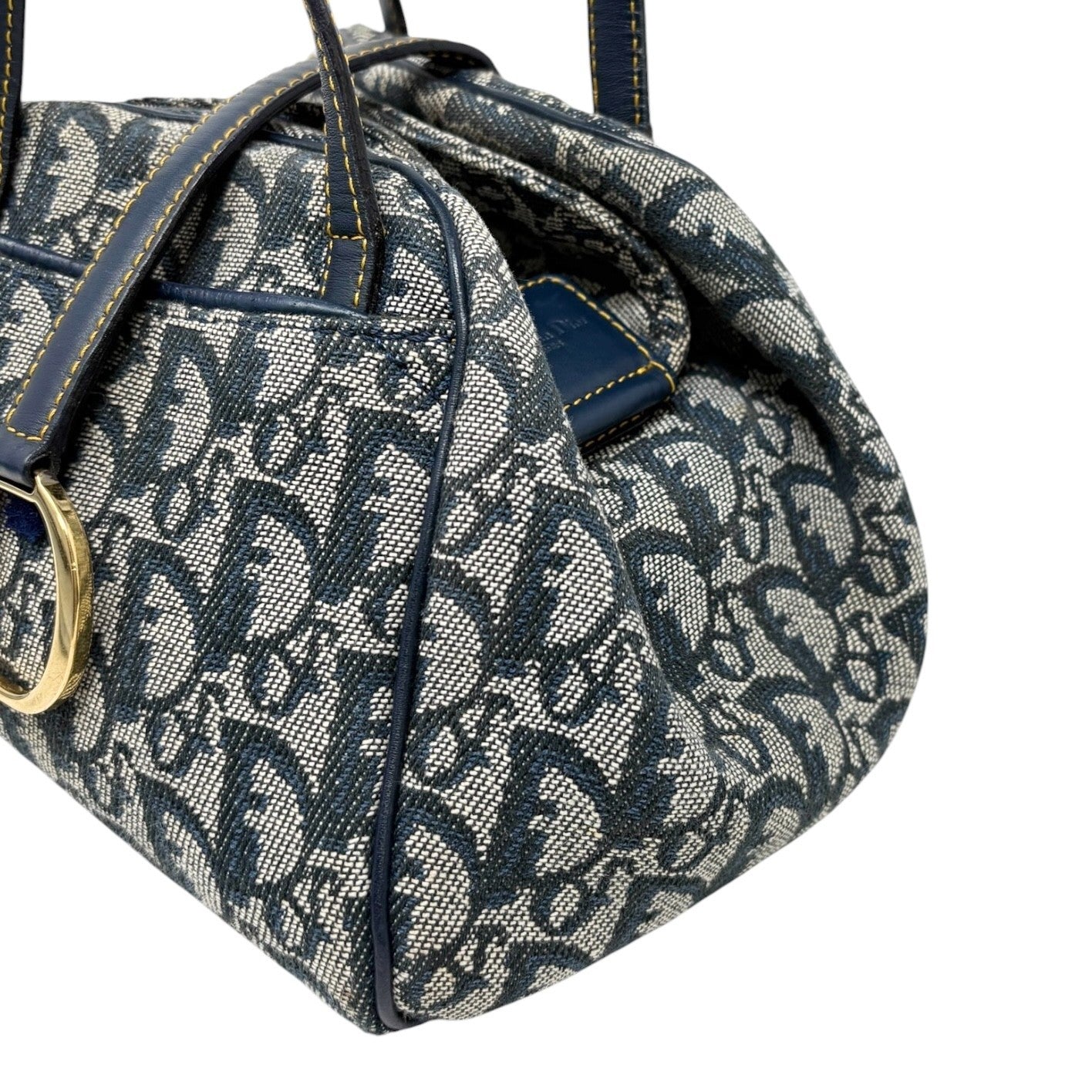 Christian Dior Vintage 2001 Trotter Monogram Mini D Charm Bag Handbag Blue 90128