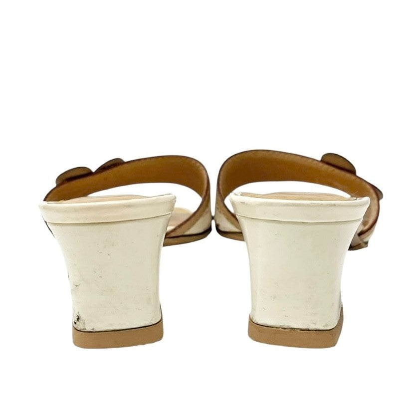 LOUIS VUITTON Vintage Logo Monogram Multicolor Sandals #36-36.5 White Leather