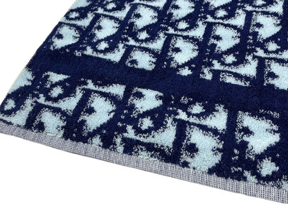 Christian Dior Vintage Trotter Monogram Beach Towel Accessory Blue Cotton RankAB