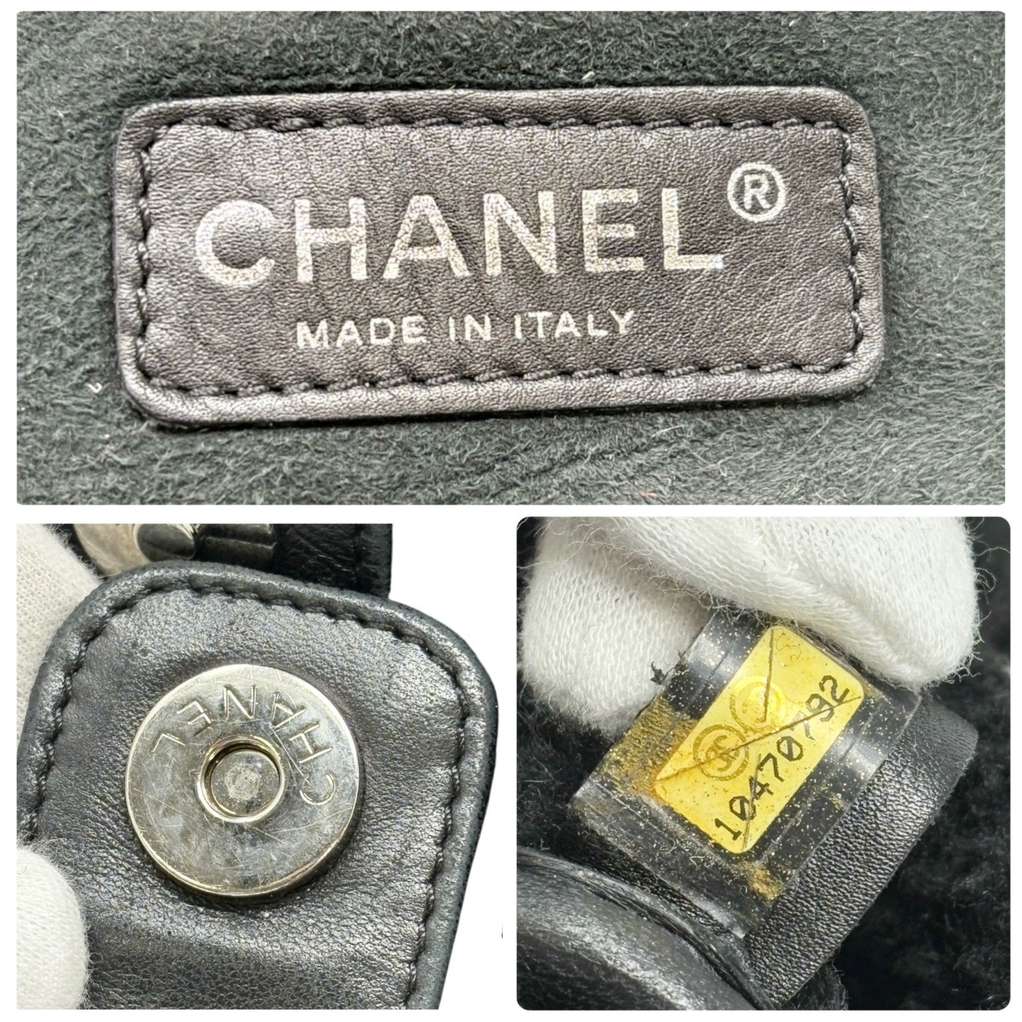 CHANEL Vintage Shearling Fur Shoulder Bag Pouch Mouton Black Chain CC Suede