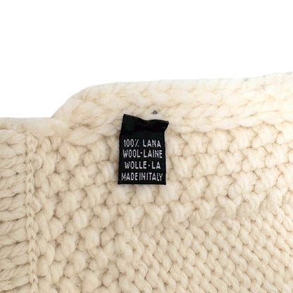CHANEL Vintage CC Logo Knit Scarf Wrap Accessory Cream Wool Stitch