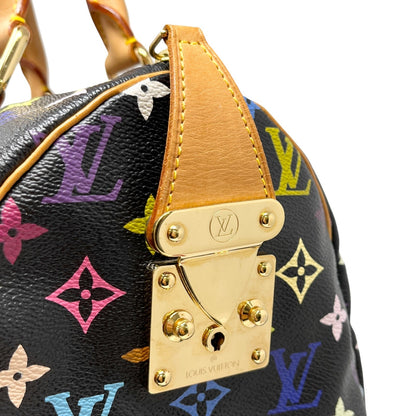 LOUIS VUITTON Vintage Monogram Multicolor Speedy 30 Handbag Black Camel Leather