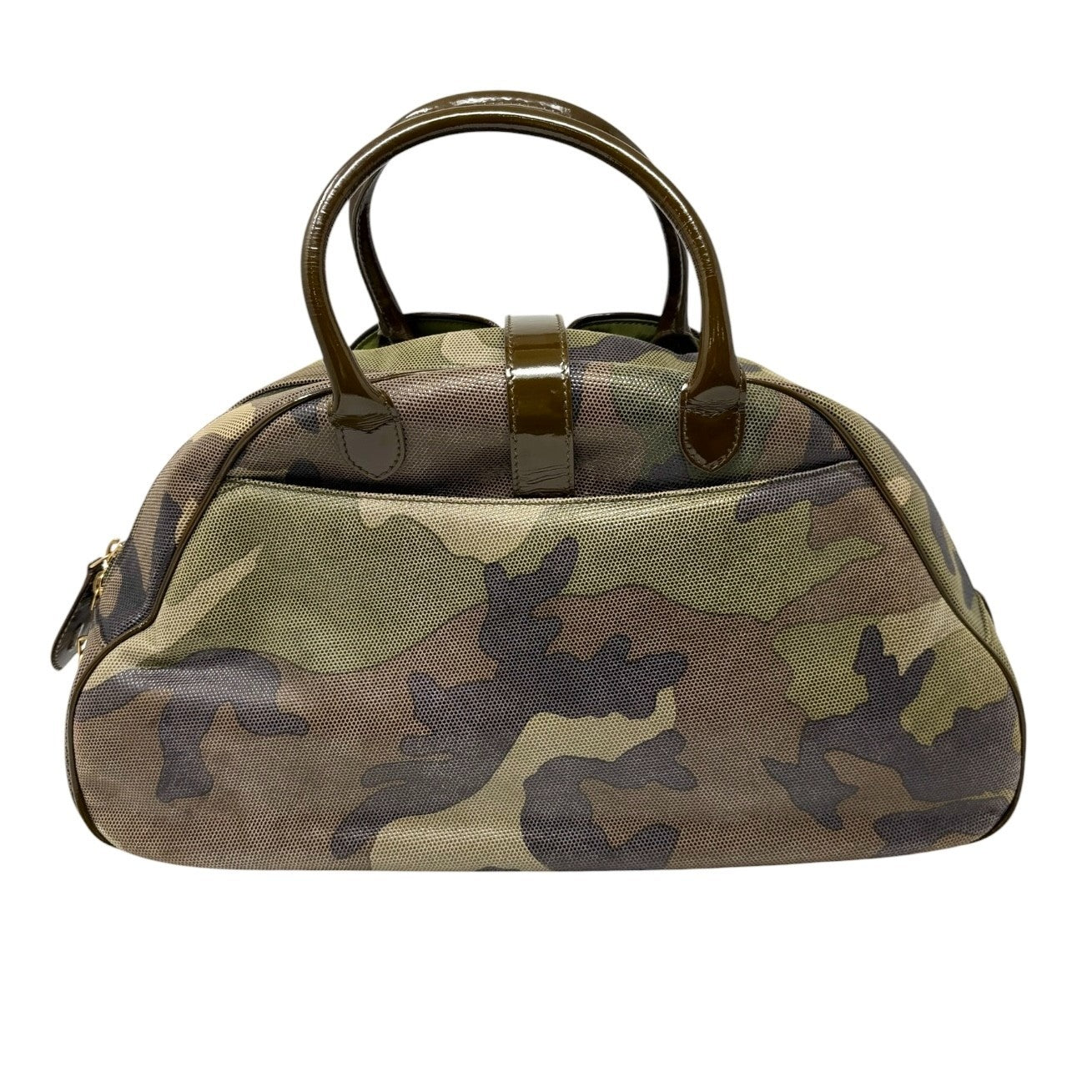 Christian Dior Vintage 2000 Camouflage Double Saddle Bowler Bag Khaki 902423
