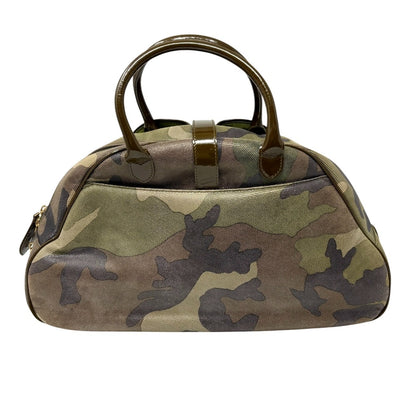 Christian Dior Vintage 2000 Camouflage Double Saddle Bowler Bag Khaki 902423