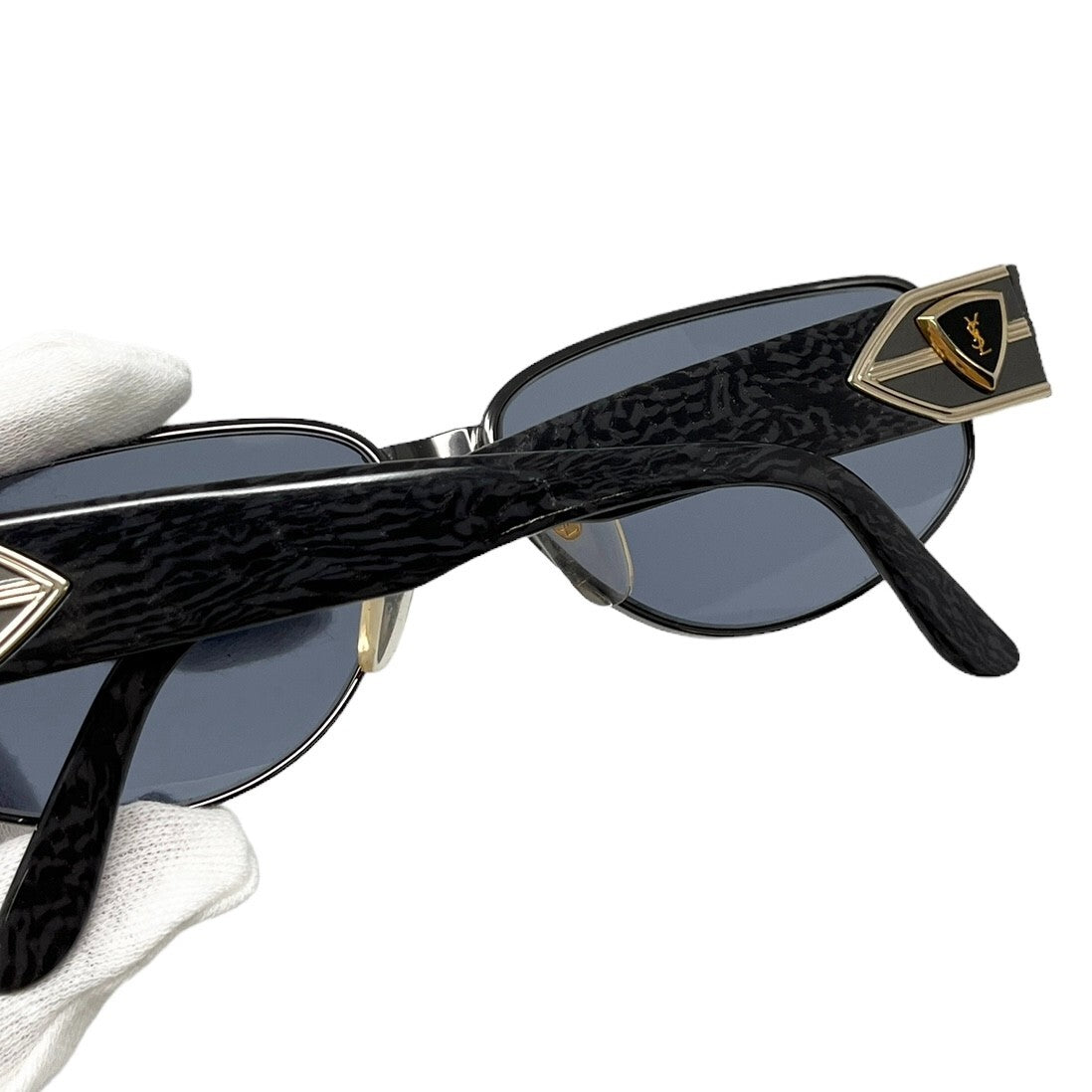 Yves Saint Laurent Vintage YSL Initial Logo Sunglass Shades Plastic Blue RankAB