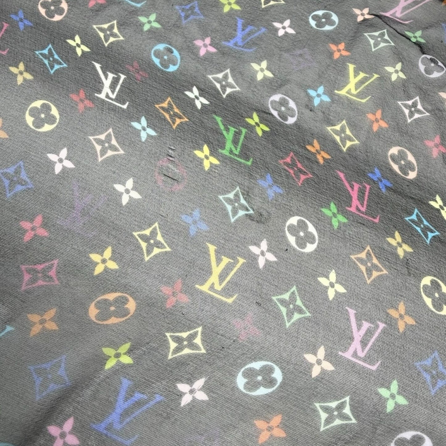 LOUIS VUITTON Vintage LV Monogram Scarf wrap Multicolor Black Silk 902244