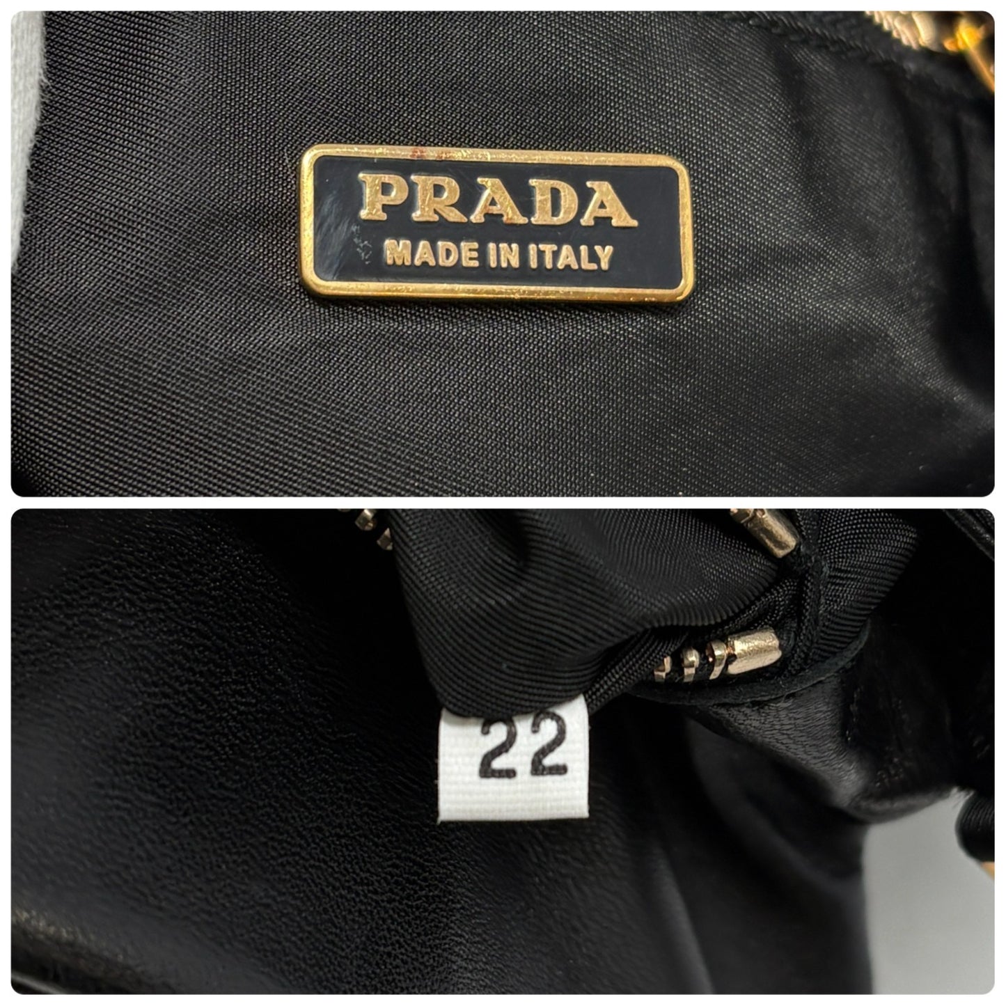 PRADA Vintage Triangle Logo Tessuto Nylon Shoulder Bag Black Leather 901925