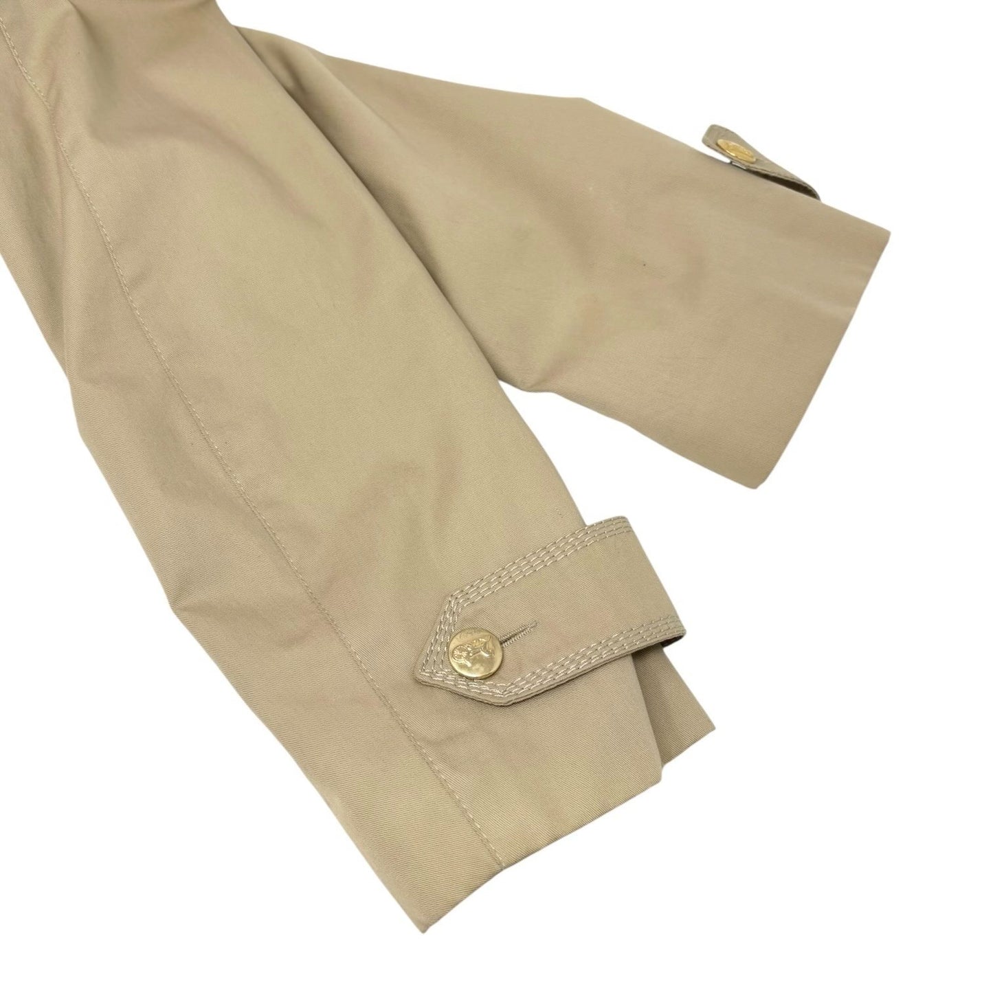 CELINE Vintage Trench Coat Jacket #M Beige Cotton Gold Logo Button