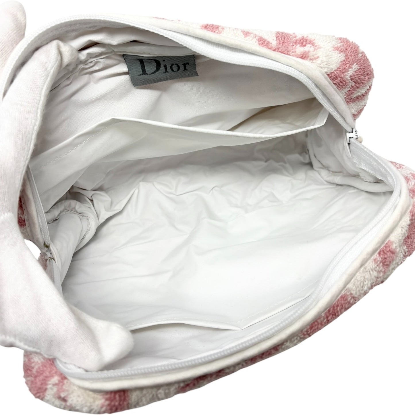 Christian Dior Vintage Trotter Monogram Terry Cloth Mini Bag Pink White 902581