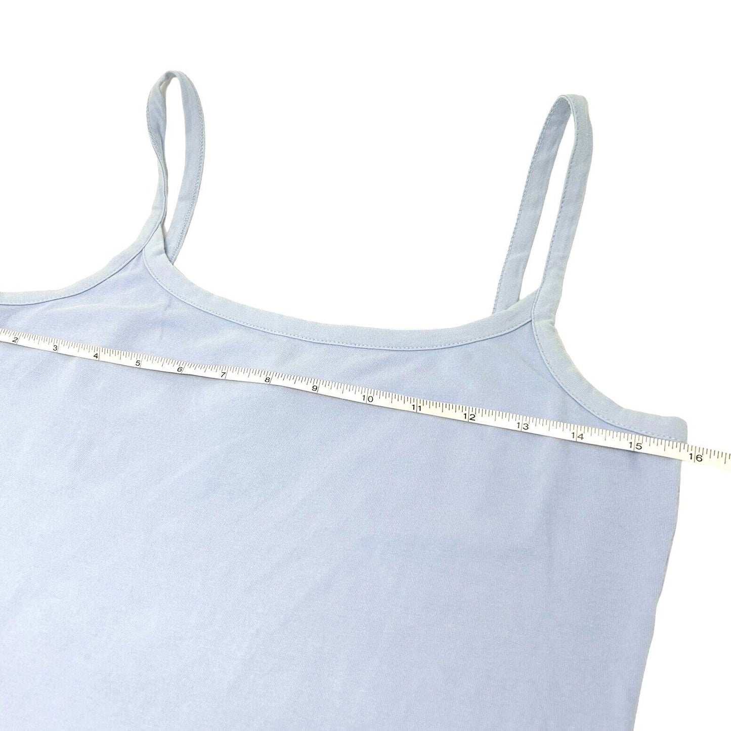 CELINE Vintage Logo Tank Top #M Camisole Blue Gray Cotton Pocket Rank AB