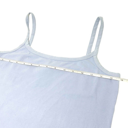 CELINE Vintage Logo Tank Top #M Camisole Blue Gray Cotton Pocket Rank AB