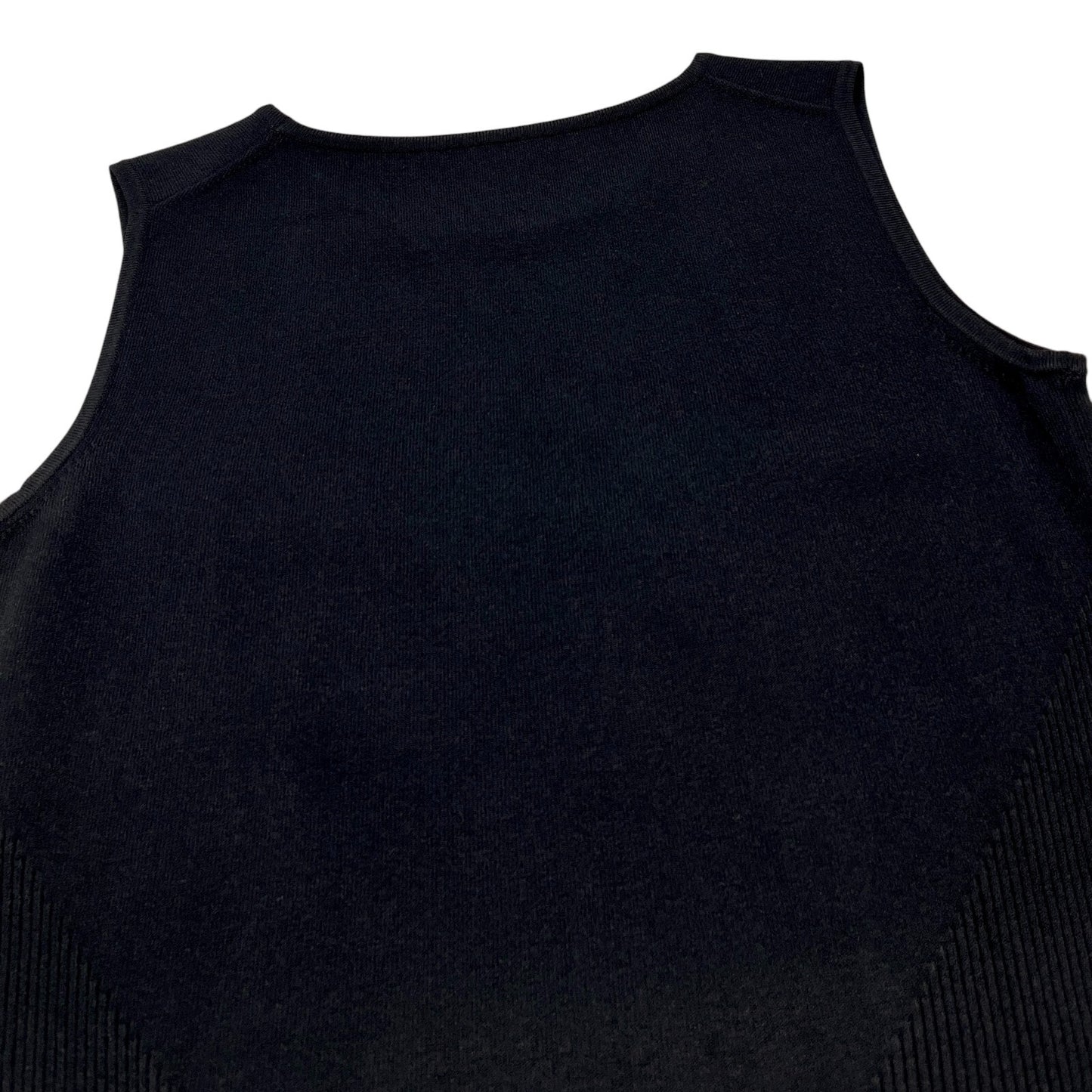 CHANEL Vintage 05P CC Logo Summer Knit Tank Top #42 Round Neck Black Viscose