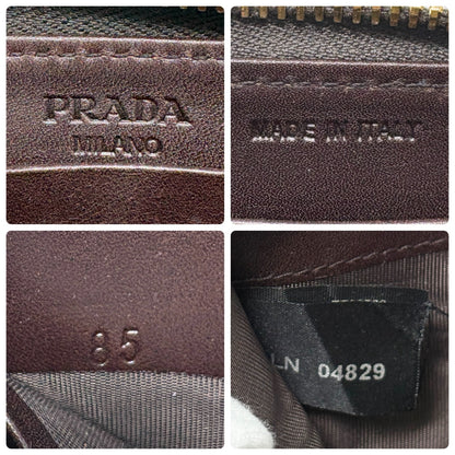PRADA Vintage Triangle Logo Leopard Pony Calf Hair Wallet Brown Beige 902026