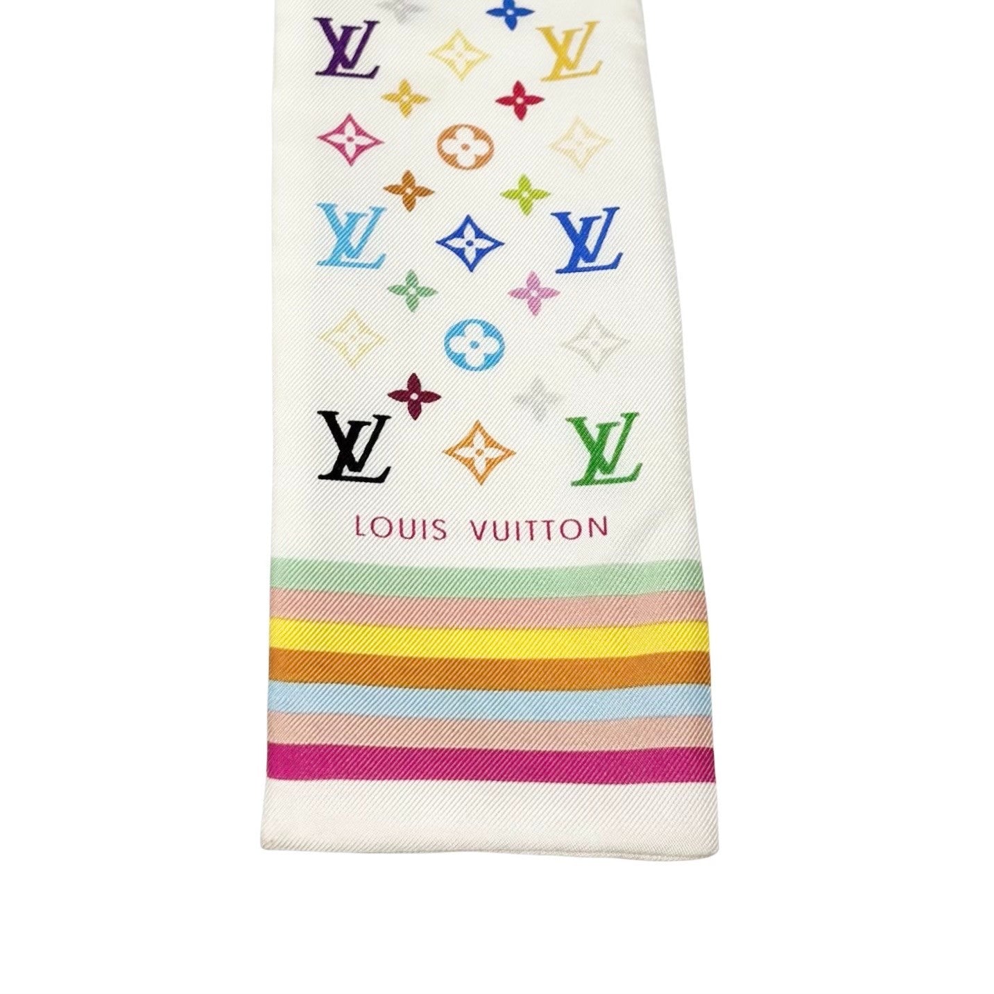 LOUIS VUITTON Vintage LV Monogram Multicolor Bandeau Scarf Silk Hair 902245