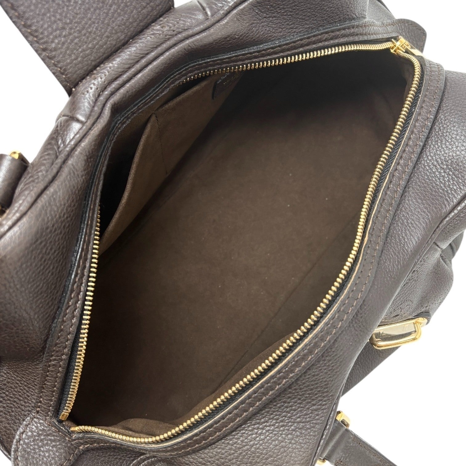 LOUIS VUITTON Vintage Monogram Mahina Shoulder Bag Brown Gold Leather Suede