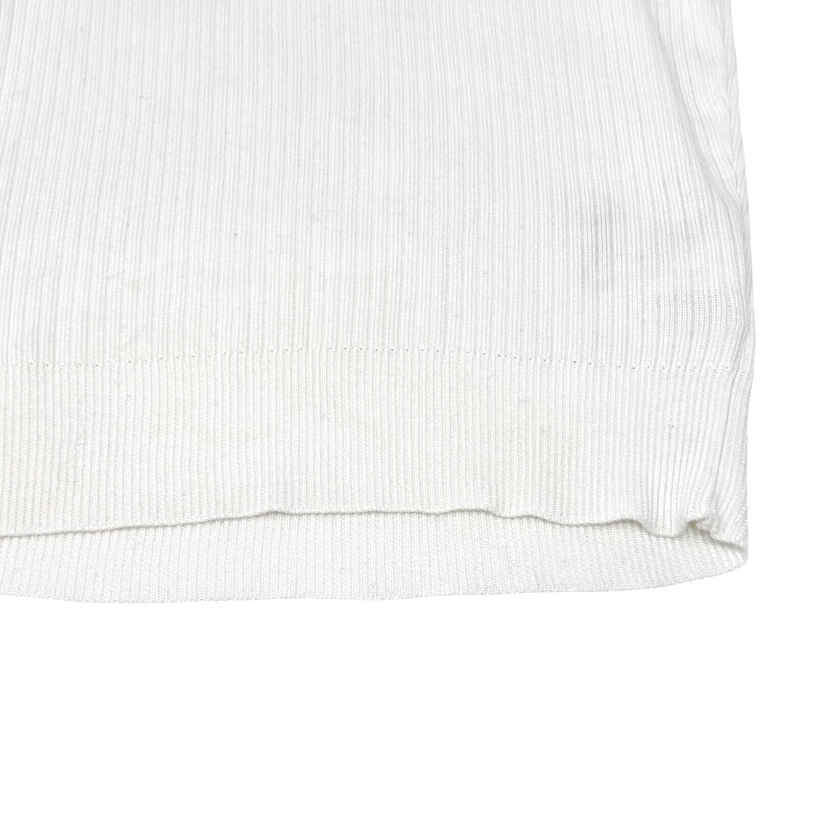 CHANEL Vintage 96P CC Logo Knit Tank Top #40 White Black Cotton Stitch