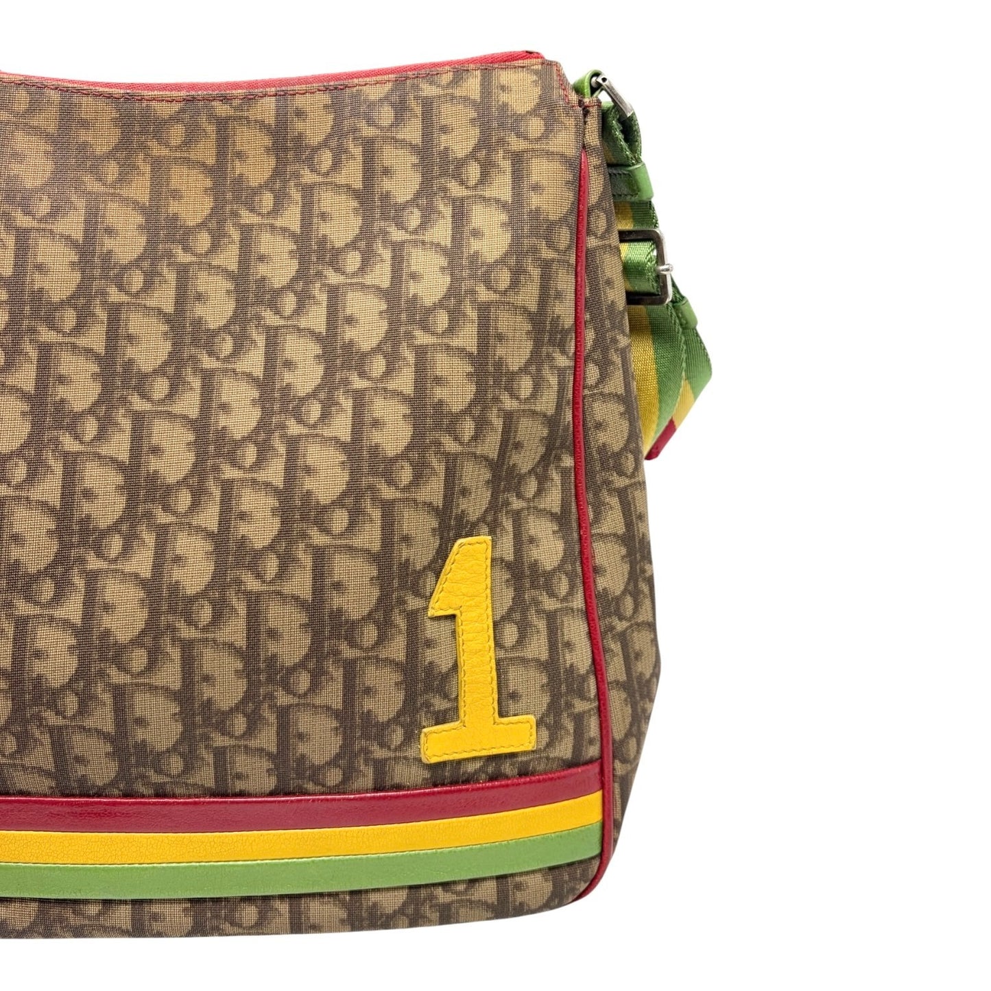 Christian Dior Vintage Rasta Trotter Monogram Crossbody Bag Beige PVC No