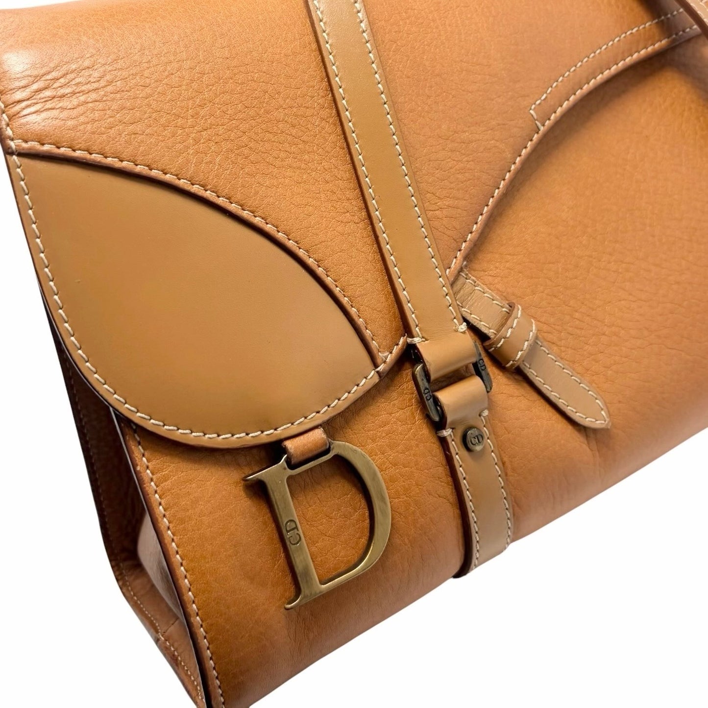Christian Dior Vintage 2003 Saddle Shoulder Bag D Charm Brown Leather 902447