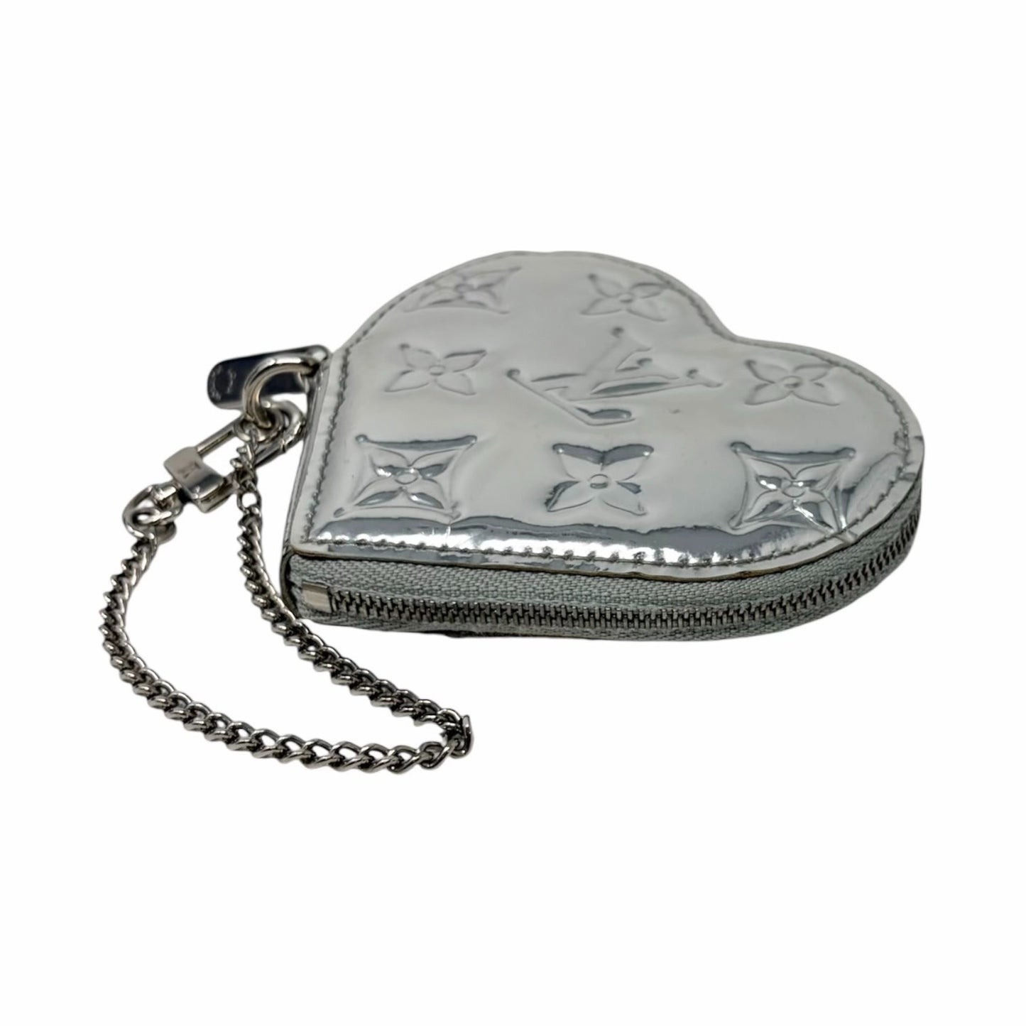 LOUIS VUITTON Vintage Monogram Miroir Porte Monnaie Coeur Coin Purse Silver