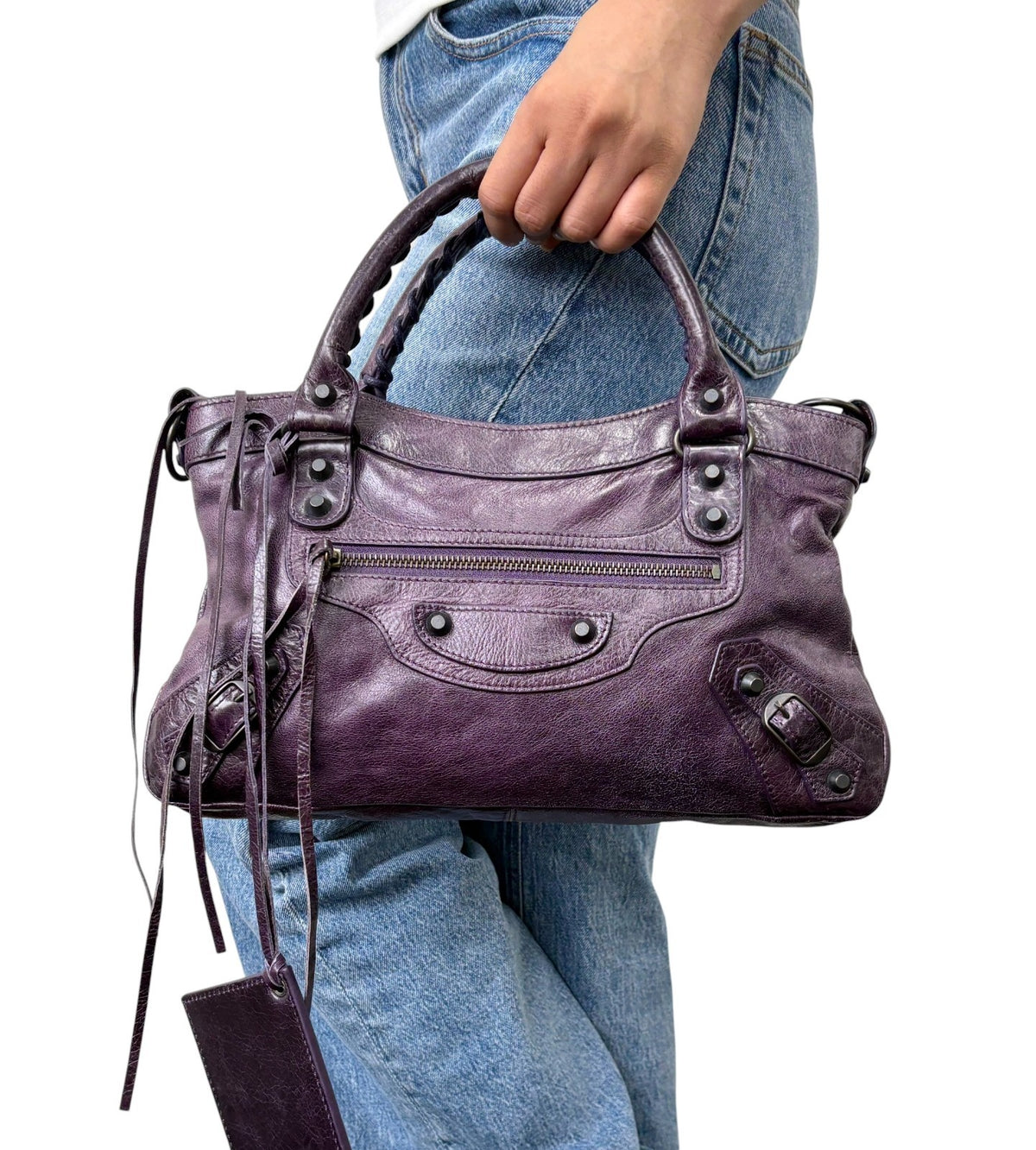 Balenciaga Vintage Classic City Mirror 2way Shoulder Leather Bag Purple 902462