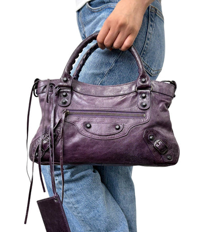 Balenciaga Vintage Classic City Mirror 2way Shoulder Leather Bag Purple 902462