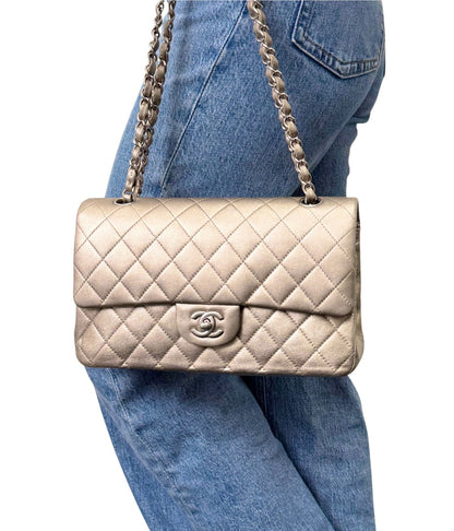 CHANEL Vintage CC Turnlock Quilted Chain Flap Bag 2 Way Metallic Gold 902919