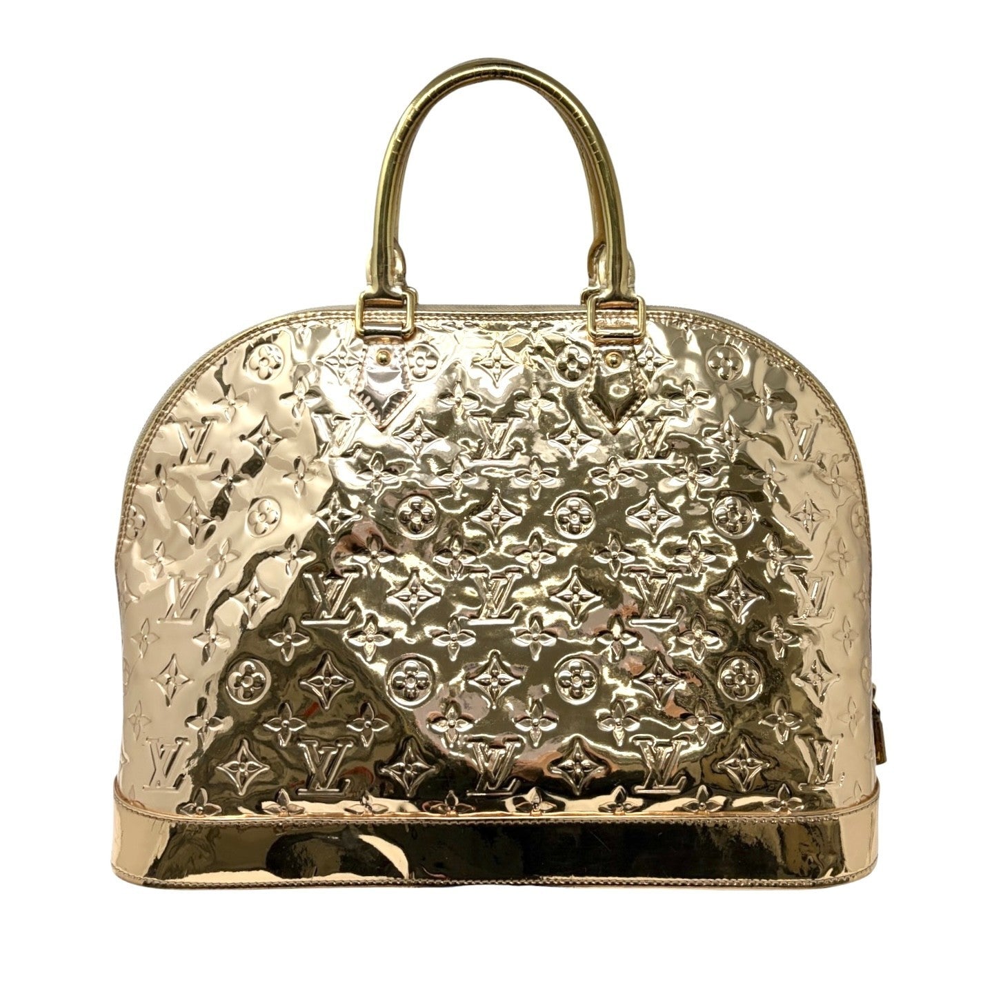 LOUIS VUITTON Vintage Monogram Miroir Alma GM Gold Tote Bag Patent 902558