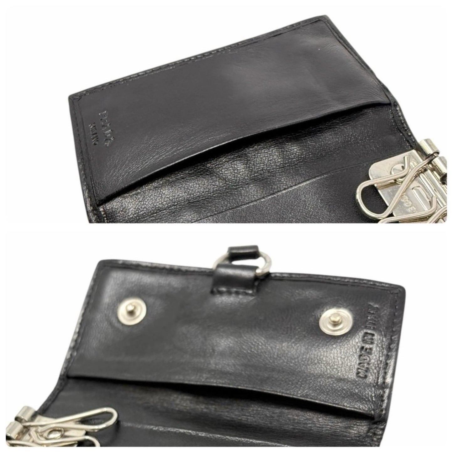 PRADA Vintage Triangle Logo Giraffe Pony Hair Mini Key Case Brown White 902440