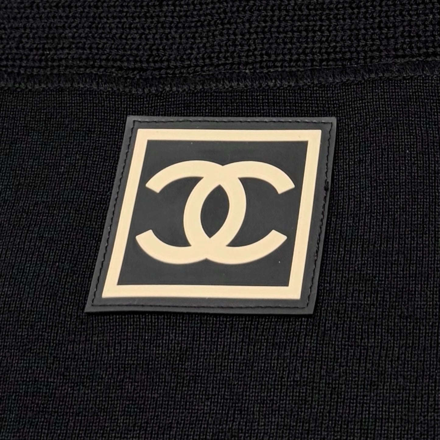 CHANEL Sport Vintage 02A CC Logo Sweater Top #38 Black Wool High Neck 902401