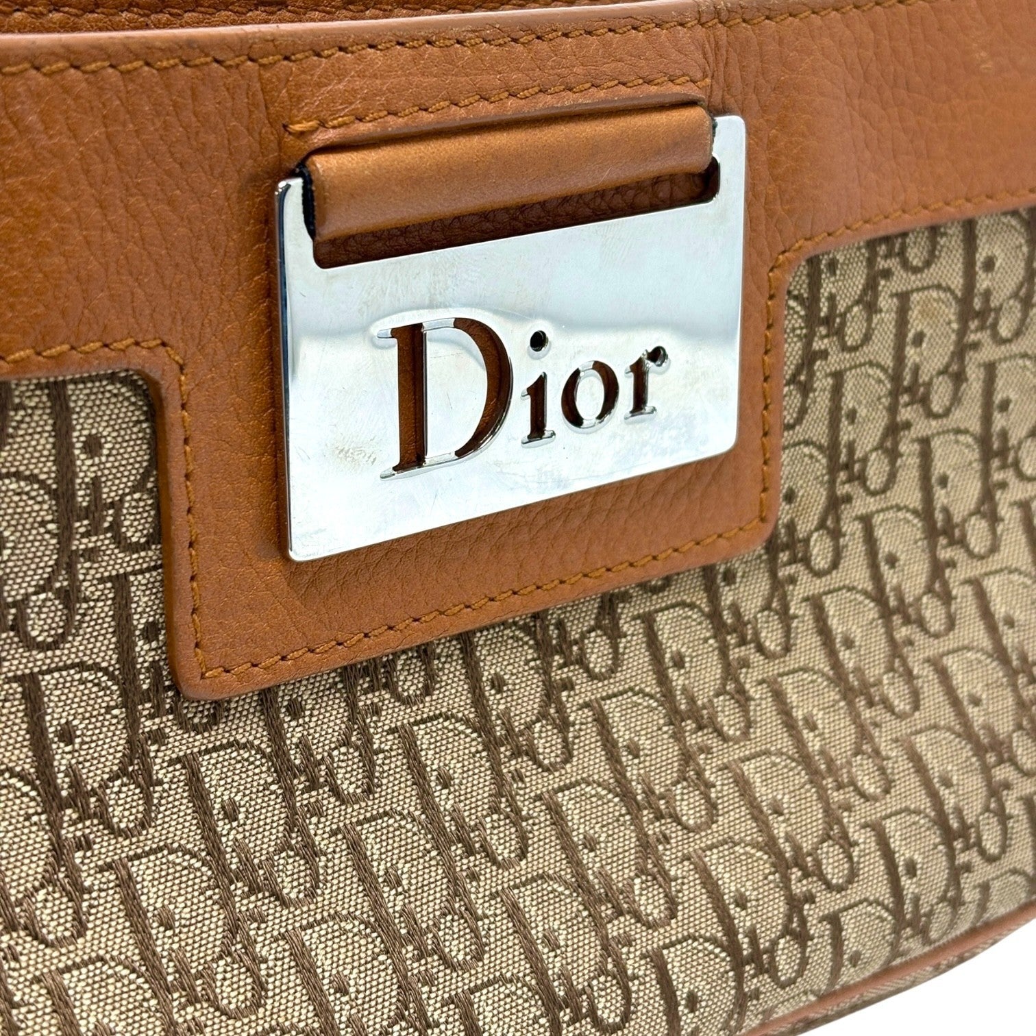 Christian Dior Vintage 2005 Trotter Monogram Street Chic Shoulder Bag Brown