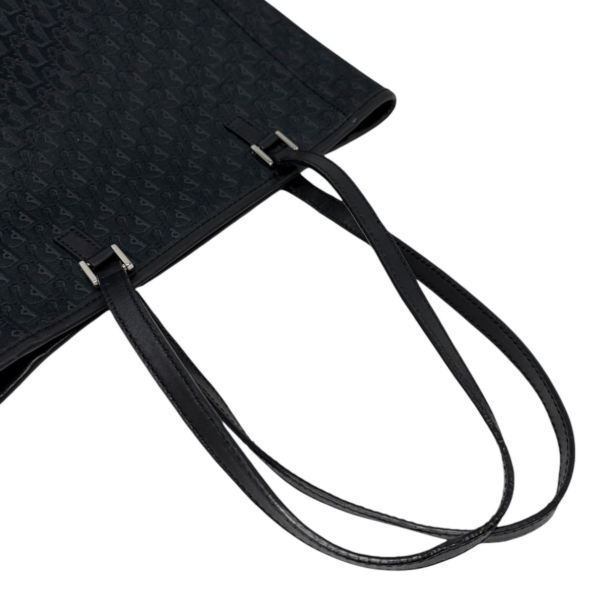 Christian Dior Vintage 2003 Trotter Monogram Tote Shoulder Bag Black 902343