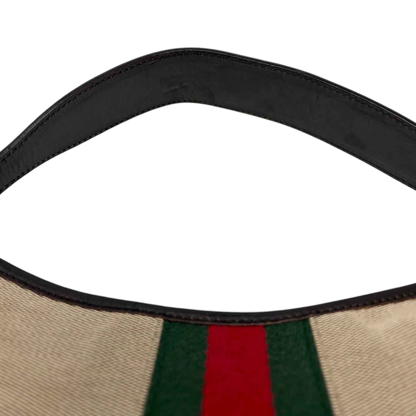 GUCCI Vintage Web Stripe Interlocking GG Logo Canvas Hobo Bag Brown 902575