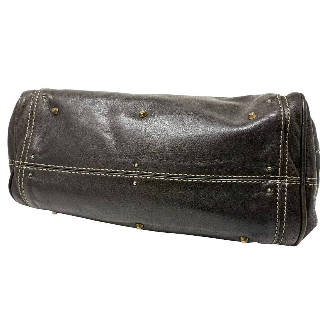 Chloe Vintage Paddington Padlock Key Boston Bag Leather Brown Gold 902822