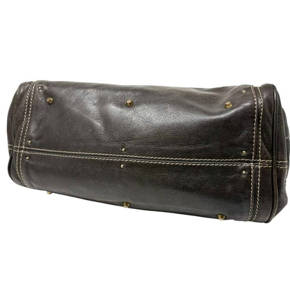 Chloe Vintage Paddington Padlock Key Boston Bag Leather Brown Gold 902822