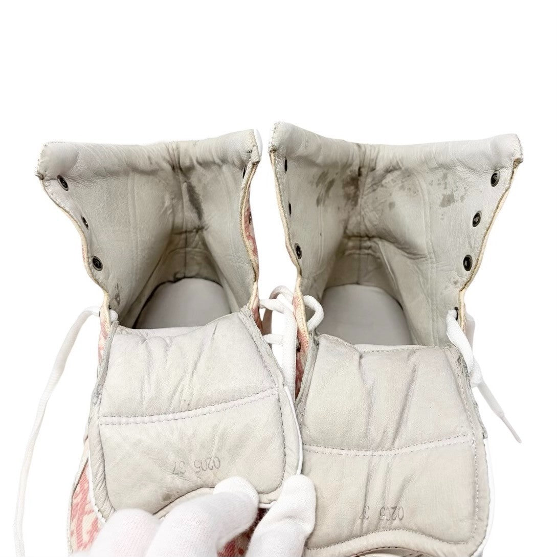 Christian Dior Vintage Trotter Monogram High-top Sneakers #37 Pink White 902257