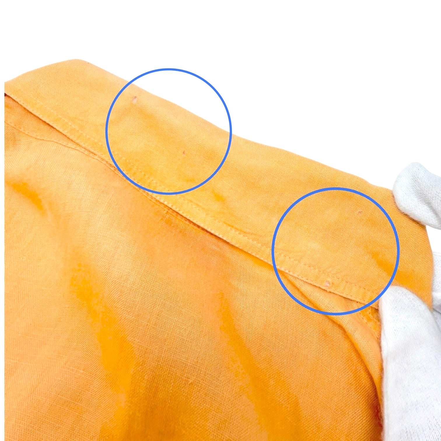 HERMES Vintage Logo Clou de Selle Button Up Shirt Top #36 Orange Gold Linen