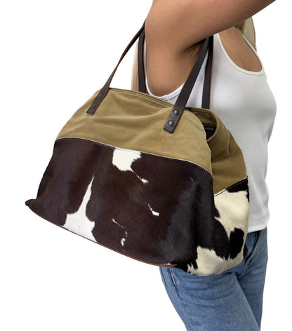 miu miu Vintage Pony Calf Hair Shoulder Bag Brown Beige White Corduroy 902372