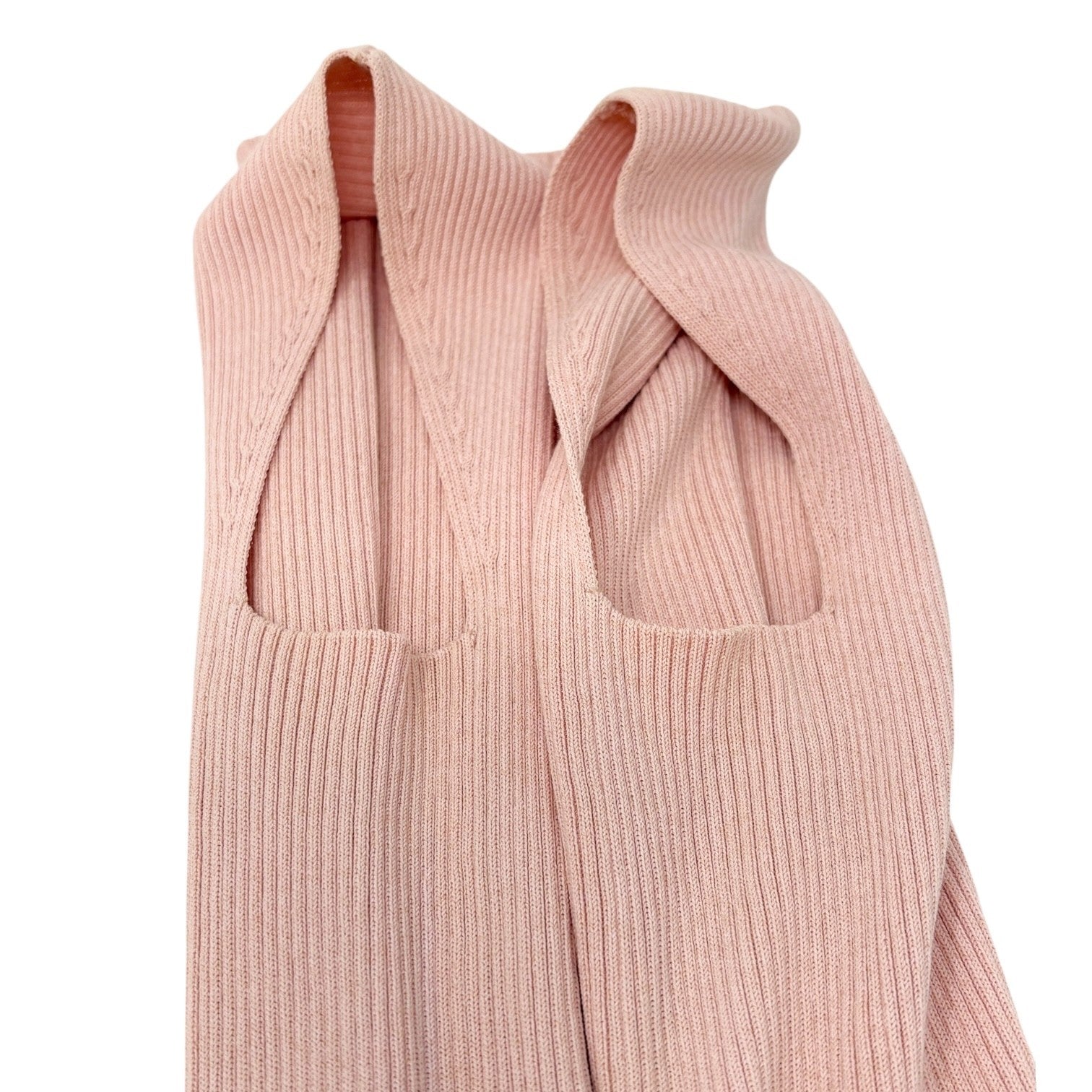 CHANEL Vintage 99P CC Logo Sleeveless Rib Knit Tank Top #38 Rayon Cotton Pink